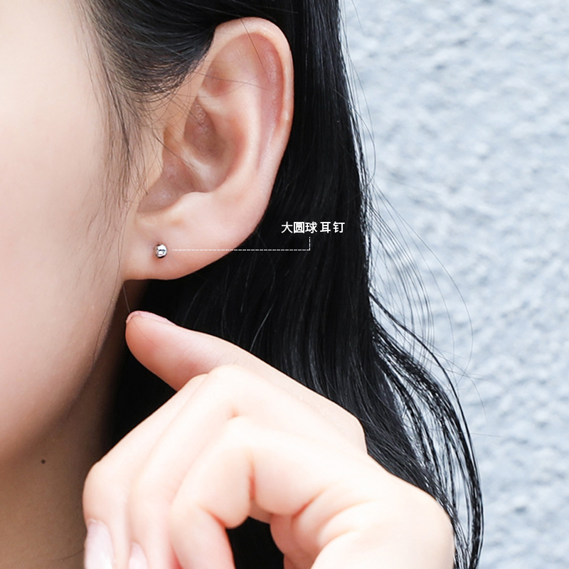 S999纯银养耳耳钉女耳棒耳棍耳针养耳洞简约小巧耳环星星钛钢耳钉