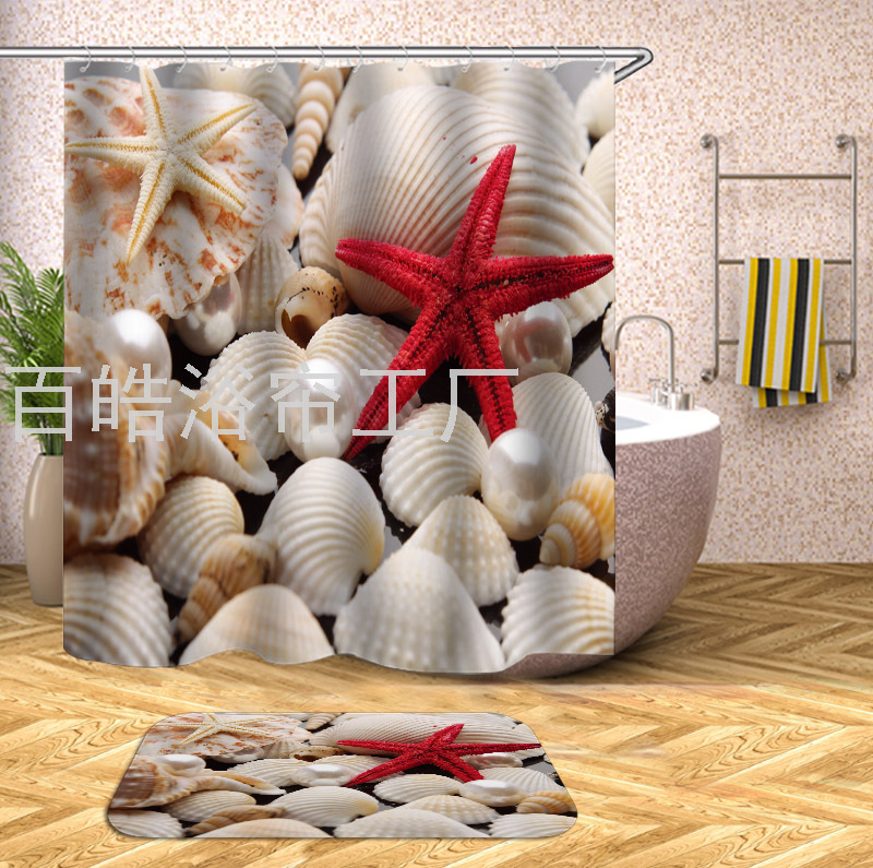 百皓数码涤纶浴室浴帘防水布卫生间帘子防霉窗帘门帘隔断帘浴帘