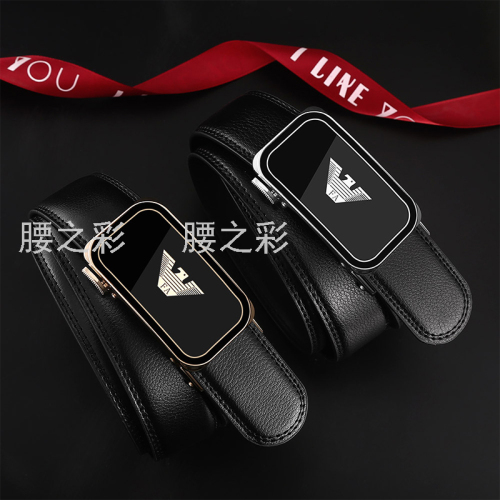 belt men‘s litchi pattern belt men‘s youth belt pure cowhide automatic buckle belt trend new products
