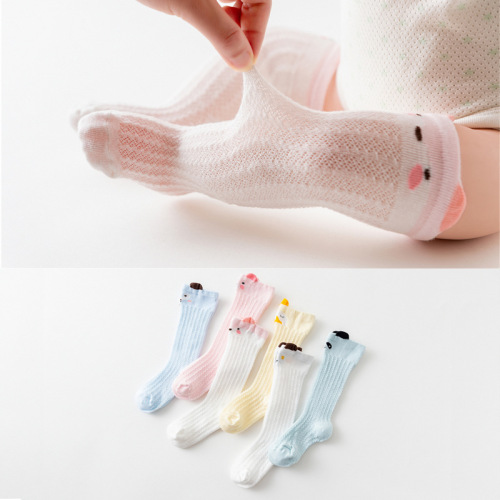 Baby Cartoon High Tube Knee Socks Baby Mesh Comfortable Anti-Mosquito Socks Summer Cotton Stockings 0-1-3 Years Old