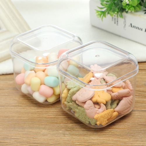 New PS Transparent Rounded Square Plastic Candy Box Creative nut Food Storage Box Mini Accessory Storage Box