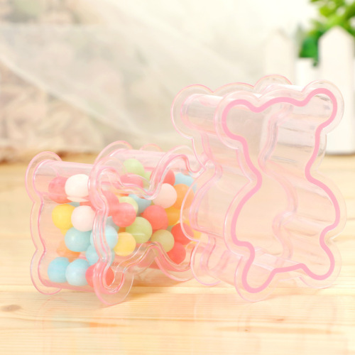 New Cartoon Transparent Plastic Candy Box Baby One-Month Feast Return Gift Cute Bear Foodstuff Box Storage Box Wholesale