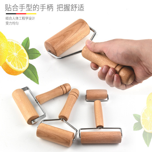 factory direct double-headed stainless steel roller wooden flour stick kitchen rolling pin baking tool