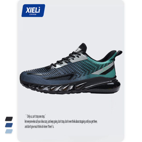 2021 Autumn New Men‘s Shoes Sneakers Men‘s Fly Woven Mesh Breathable Popcorn Gradient Casual Running Shoes