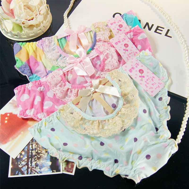 漂亮日系性感可爱印花内裤女 镂空蝴蝶结三角裤女士情趣低腰内裤