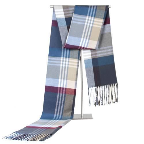 European and American New Cashmere-like Warm Men‘s Scarf Middle-Aged and Elderly Striped Plaid Men‘s Scarf Gift Factory Direct Sales