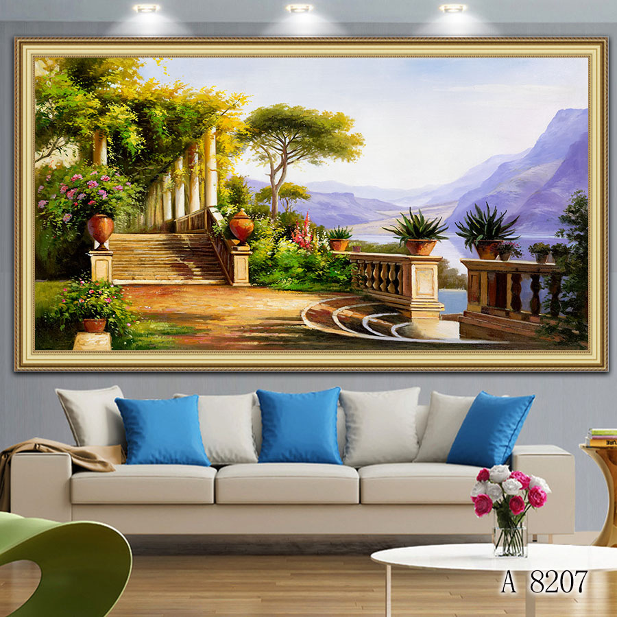 沙发布画布画风景油画装饰画相框客厅卧室壁画餐厅挂画床头画挂画