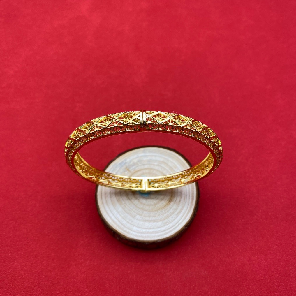 沙金镂空开口手镯达意饰品厂家24k真金电镀中东欧美款式