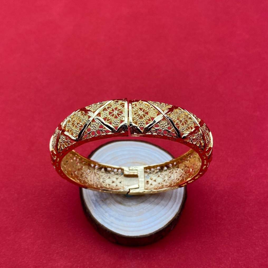 沙金镂空开口手镯达意饰品厂家24k真金电镀中东欧美款式