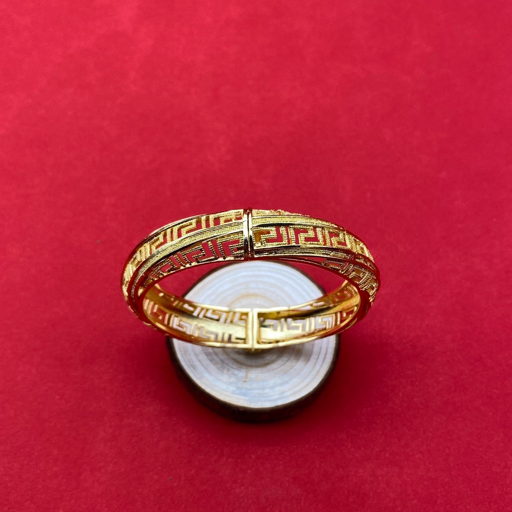 长城网沙金镂空开口手镯达意饰品厂家24k真金电镀中东欧美款式