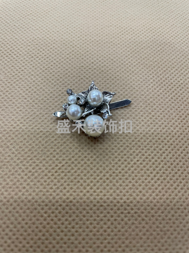 Pearl Drill Buckle Shoe Buckle round Buckle Alloy Buttons Button Bag Decorative Buckle