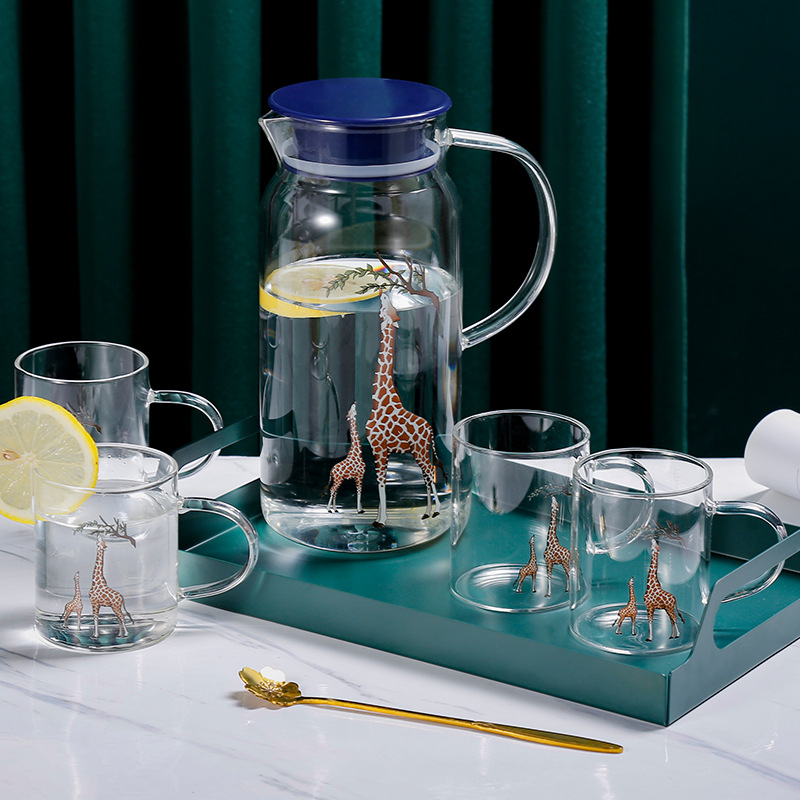 玻璃杯套装家用喝水杯耐热带把水杯客厅待客泡茶杯子轻奢茶杯茶具