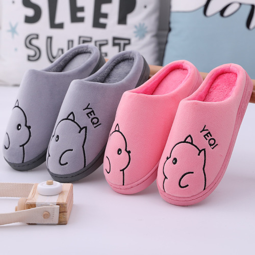 autumn and winter cotton slippers women‘s indoor non-slip men‘s cotton slippers home cute cartoon couple slippers winter