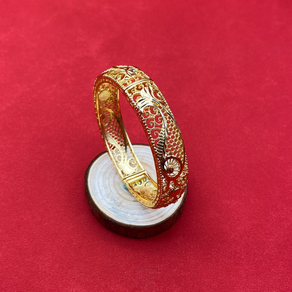 爆款双鱼沙金镂空开口手镯达意饰品厂家24k真金电镀中东欧美款式