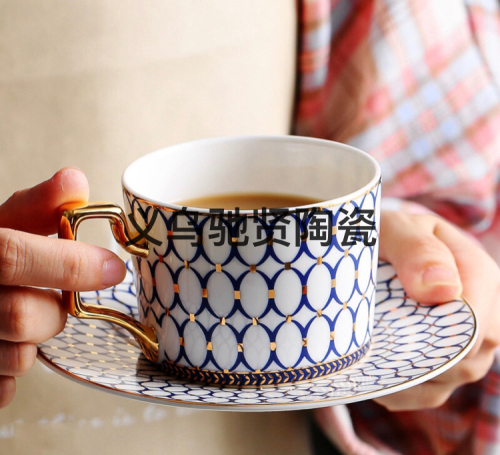 Ceramic Bone China Coffee Cup Saucer Flower Tea Cup Water Mug Daily European Style