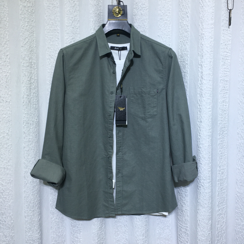 2021秋季新款直筒商务男士衬衣赫金盾休闲衬衫翻领全棉薄男外套