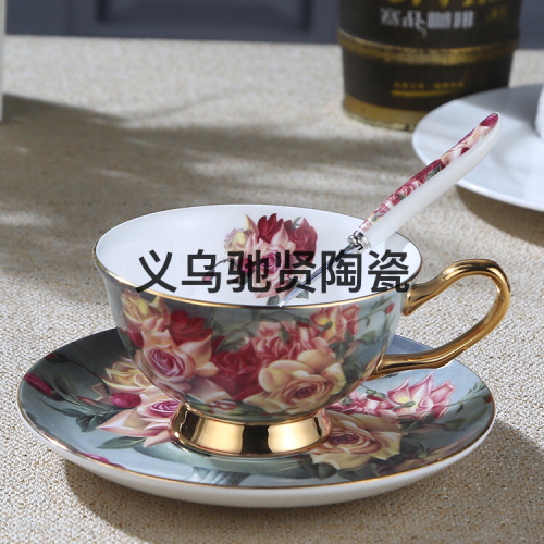 bone China Ceramic Coffee Cup Saucer Flower Tea Cup Water Cup Afternoon Tea Cup Gift Daily Necessities Cup Tableware