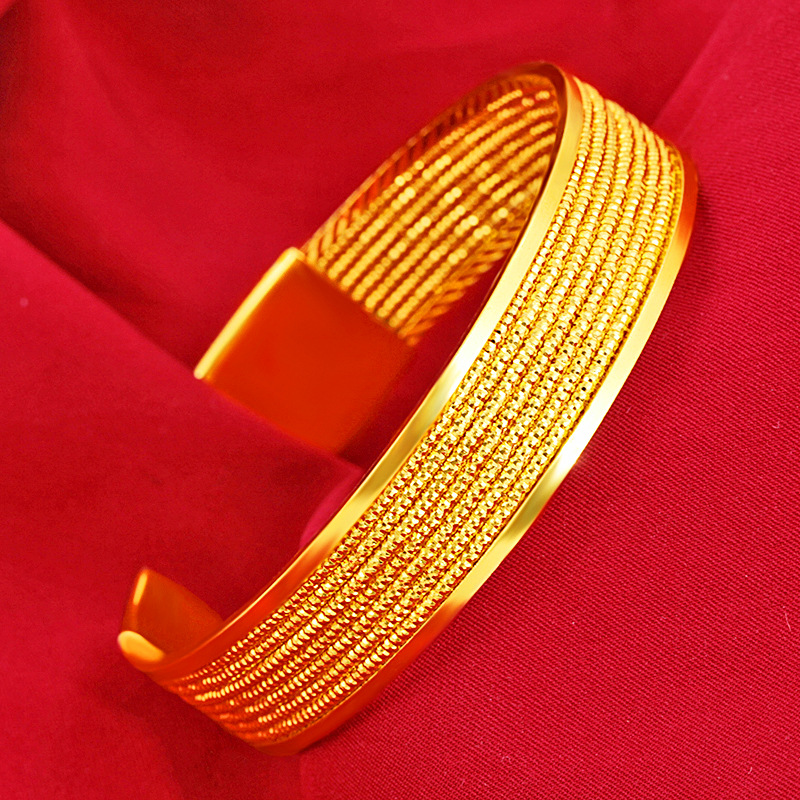 跨境韩版时尚简约流行手镯 越南沙金多线编织开口手镯 直销批发