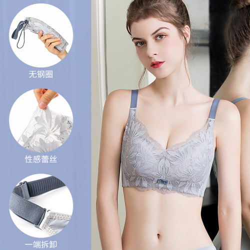 Factory New Big Chest Contrast Bra Women‘s Wireless Push-up Adjustable Anti-Sagging Full Cup Postpartum Large Size Bra