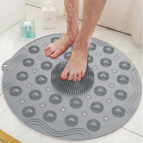 round Silicon Floor Mat Multifunctional Silicone Bathroom Mats Bath Non-Slip Foot Mat Bath Massage Foot Mat