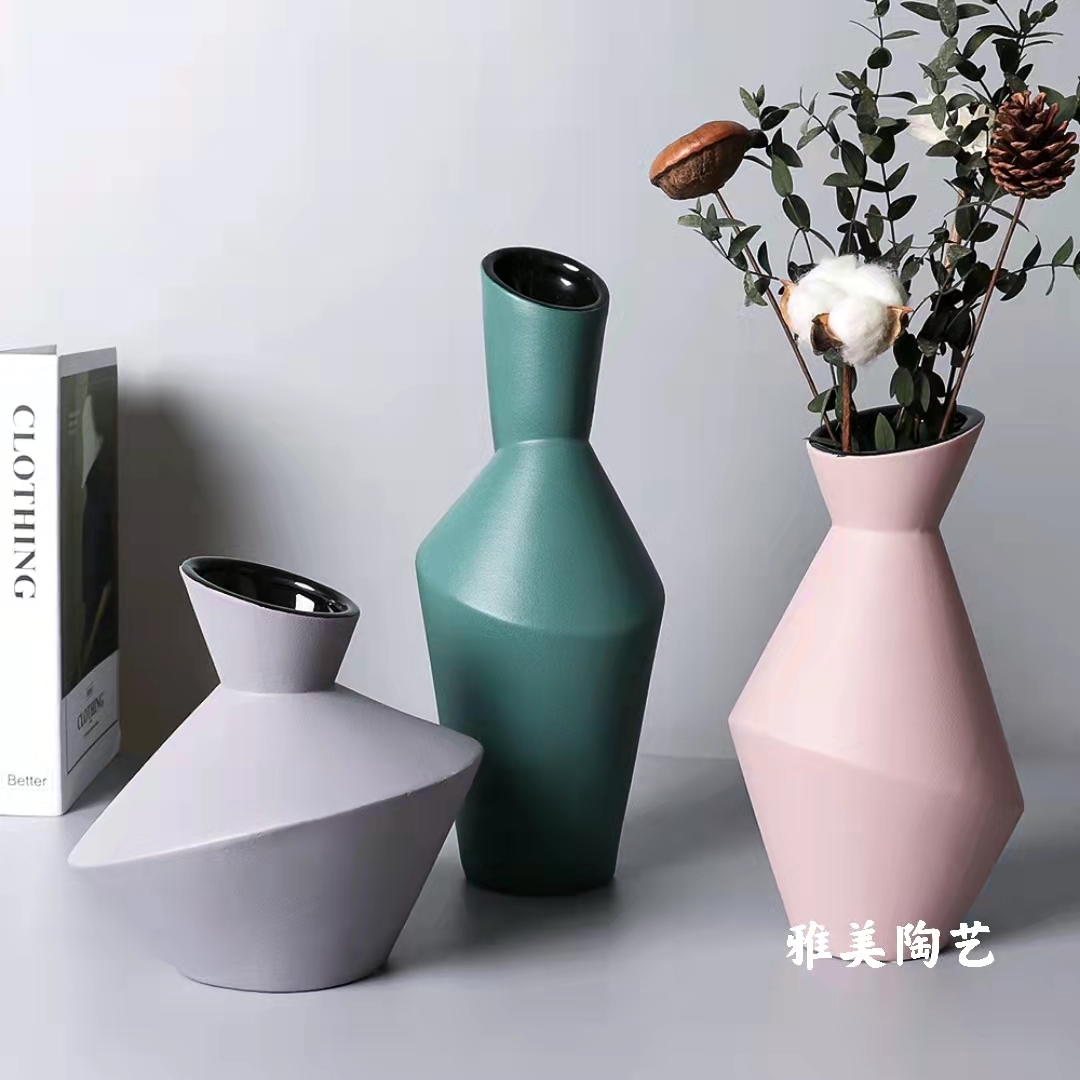 莫兰迪新品陶瓷花瓶北欧家居饰品软装装饰品陶瓷工艺品创意插花器