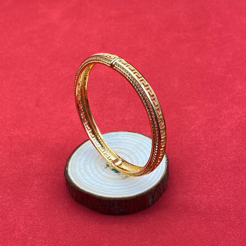 沙金开口镂空手镯达意饰品厂中东沙特外贸香槟色电镀24k真金电镀