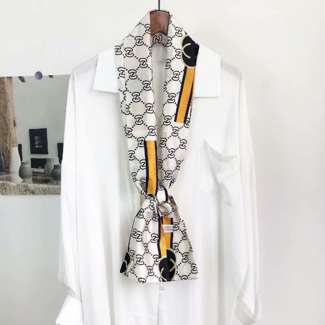 Satin double-layer neckerchief 14*145, ribbon silk scarf, scarf and bag towel, suitable for all seasons and versatile pic 15