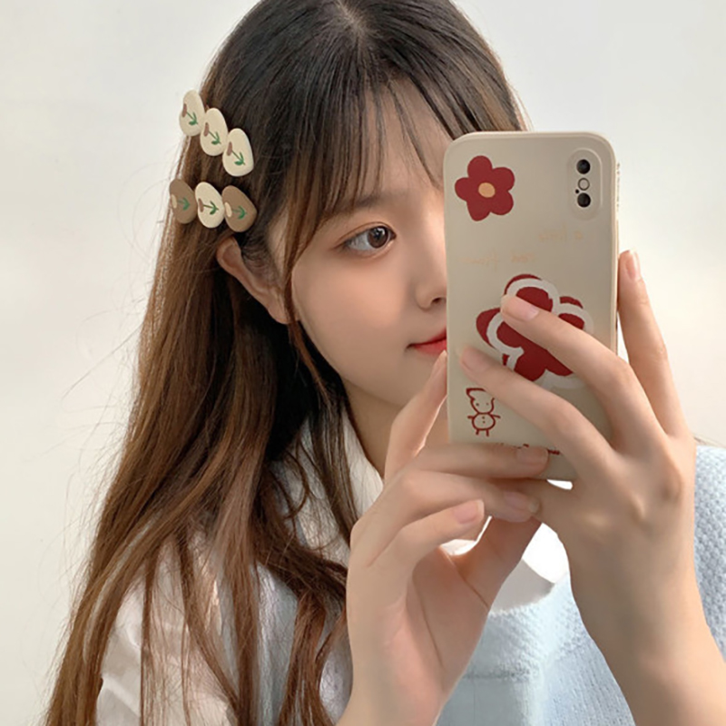 日韩爱心小熊小花发夹复古简约可爱夹子后脑勺鸭嘴夹网红边夹头饰