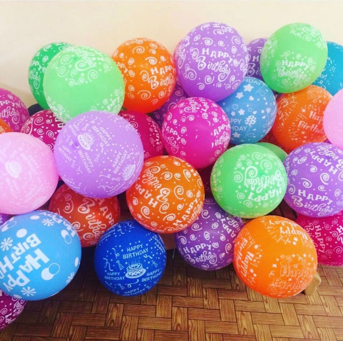 12寸五面生日混款印刷全花气球 印花加厚生日快乐气球批发