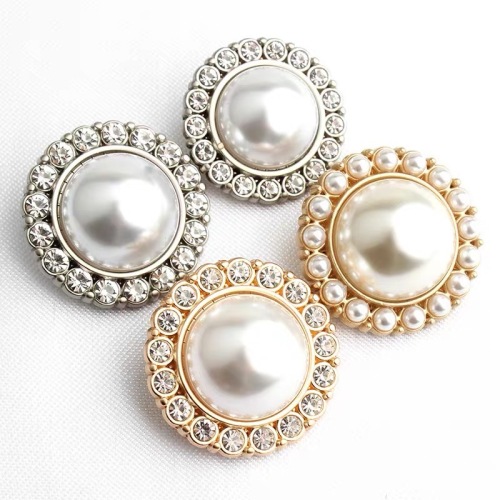 high-grade metal diamond pearl button small fragrance fashion coat windbreaker coat suit button all-match decorative buckle