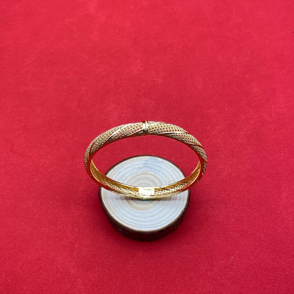 沙金开口镂空手镯达意饰品厂中东沙特外贸香槟色电镀24k真金电镀