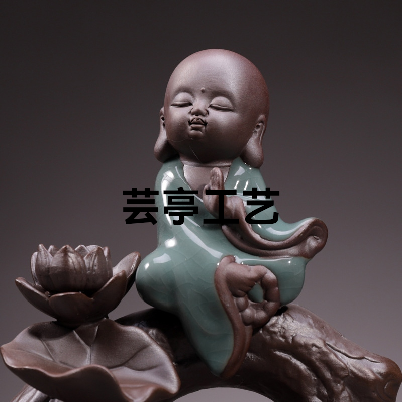 创意紫砂小和尚倒流香炉香薰炉香插檀香塔香炉家居陶瓷工艺品摆件