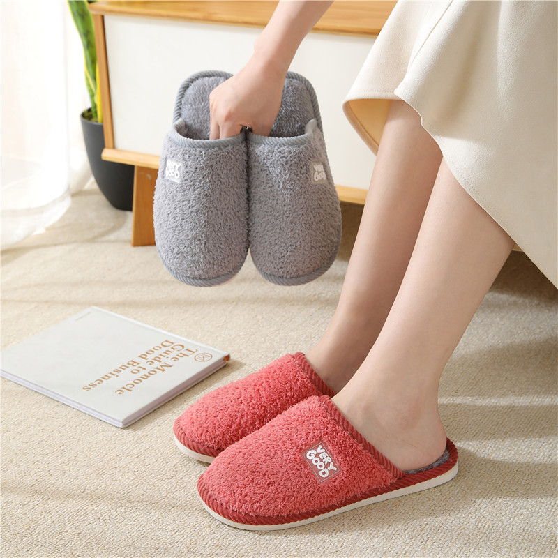 棉拖鞋新款2021秋冬季保暖室内百搭休闲情侣拖鞋厚底毛绒棉拖鞋