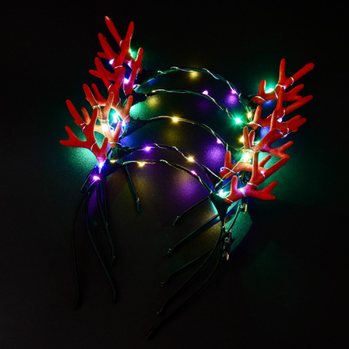 Christmas Luminous Antlers Headband LED Light Headwear Same Flash Cat Ears Headband Night Market Stall Supply Wholesale