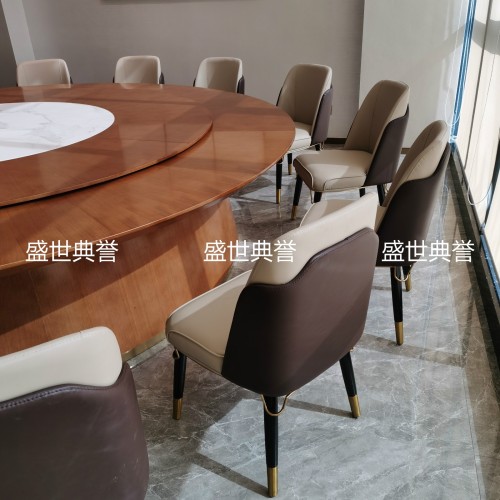 huzhou resort hotel solid wood dining table and chair seafood restaurant balcony ash solid wood chair club light luxury dining table and chair