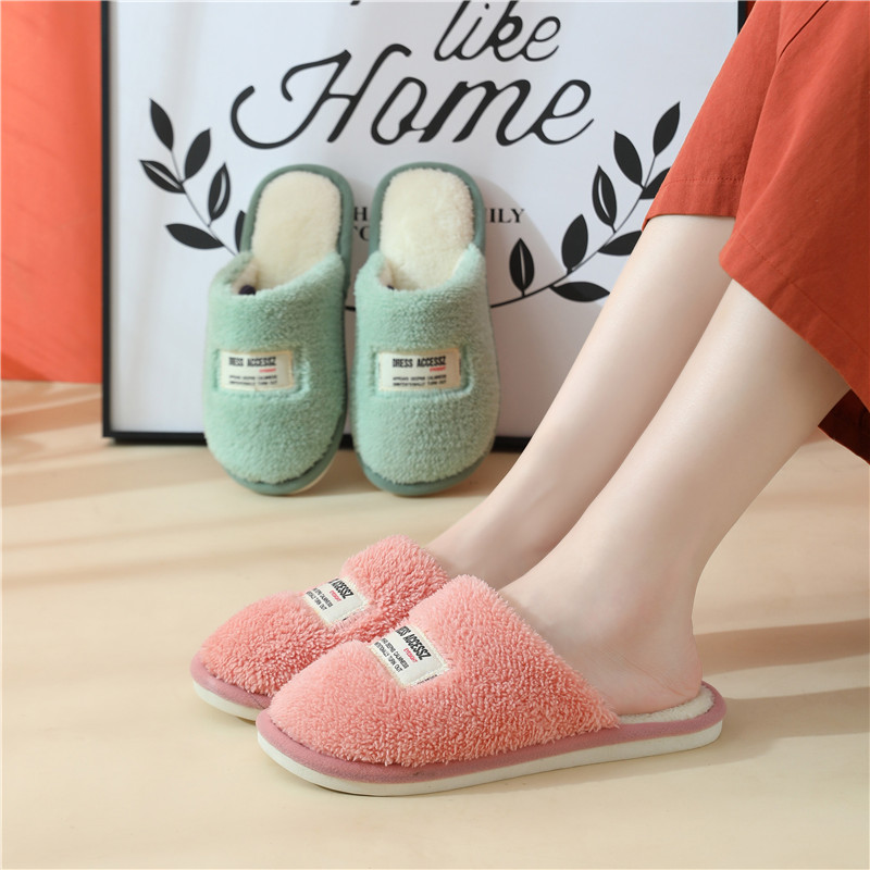 包头棉拖鞋女秋冬季2021新款居家室内毛绒简约百搭保暖情侣棉拖