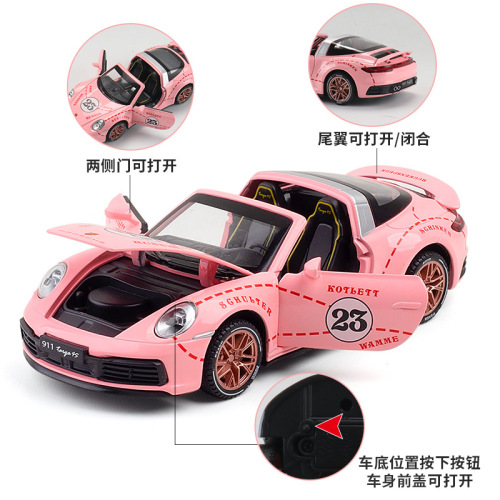 （boxed） simulation 1 to 32 xinao 911 targa 4s alloy open sports car model decoration children‘s toys