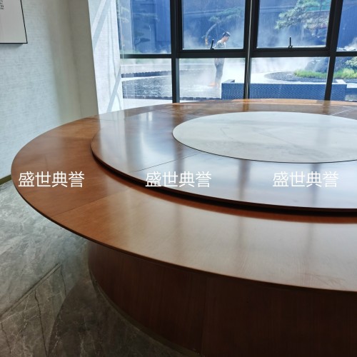 Nanjing Resort Hotel Solid Wood Electric Tables and Chairs Villa Modern Light Luxury Electric Dining Table Hotel Compartment Electric Round Table