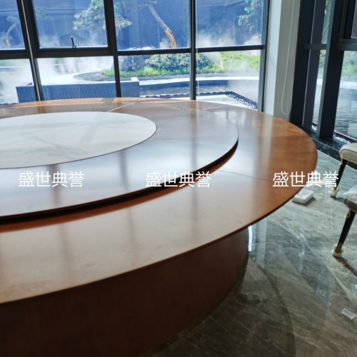 xuzhou Five-Star Hotel Solid Wood Tables and Chairs Club Modern Light Luxury Electric Round Table Restaurant Box Solid Wood Electric Table