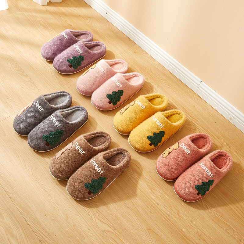 毛绒森系情侣地板拖鞋2021新款秋冬季居家休闲防滑保暖厚底棉拖鞋