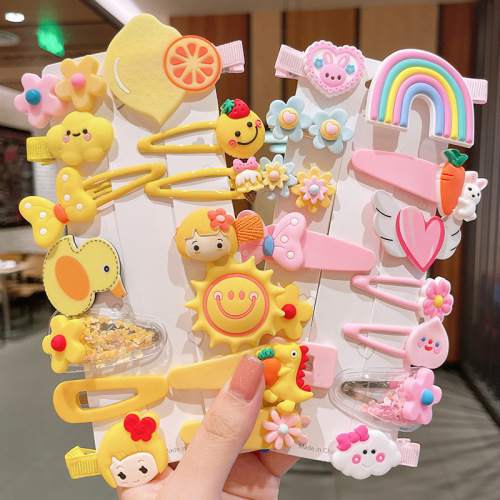 Candy Color Hairpin Fruit hair Ring Set Girls Cartoon Cute Hair Rope Baby Duckbill Clip Accessories Wholesale
