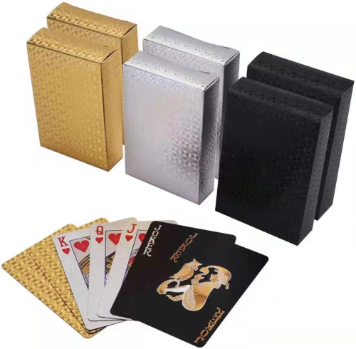 gold foil card gold foil playing card pet plastic card customizable pattern logo， factory direct sales