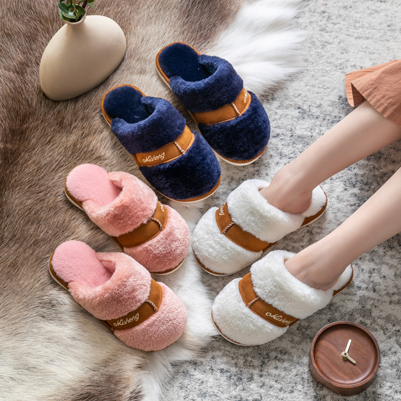 布艺秋冬季爆款家居情侣保暖家用棉拖鞋女居家毛绒男月子批发棉鞋