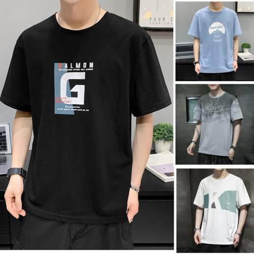 2021 Summer New Men‘s Korean-Style Fashion Cotton Short-Sleeved T-shirt Men‘s Loose Casual T-shirt Fashion Brand Half Sleeve T-shirt