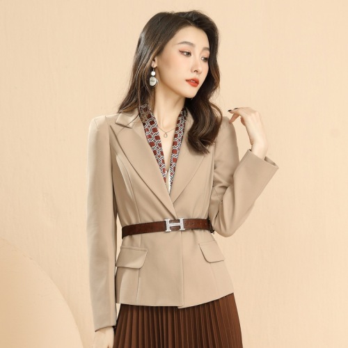 Baizi 2021 Autumn New Elegant Commuter Long Sleeve professional Small Suit Solid Color Slim Fit Slimming Suit Coat Female