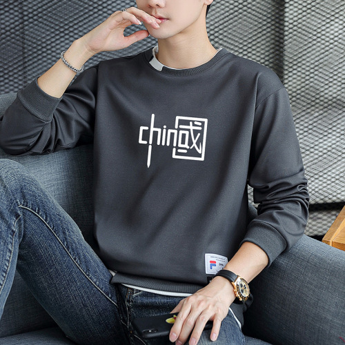 fall 2023 new men‘s sweater casual versatile youth handsome long sleeve t-shirt round neck men‘s chinese top