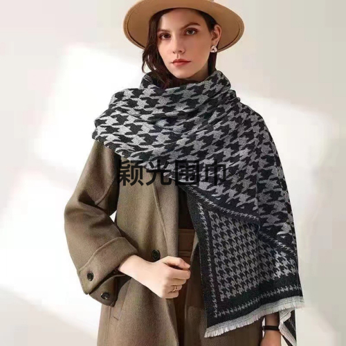 European and American Fashion Casual Soft and Delicate large and Small Houndstooth Color Scarf Shawl