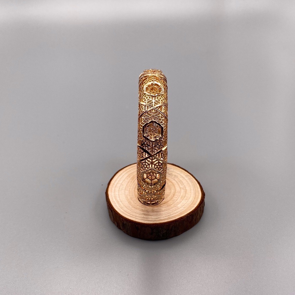 沙金开口镂空手镯达意饰品厂中东沙特外贸香槟色电镀24k真金电镀