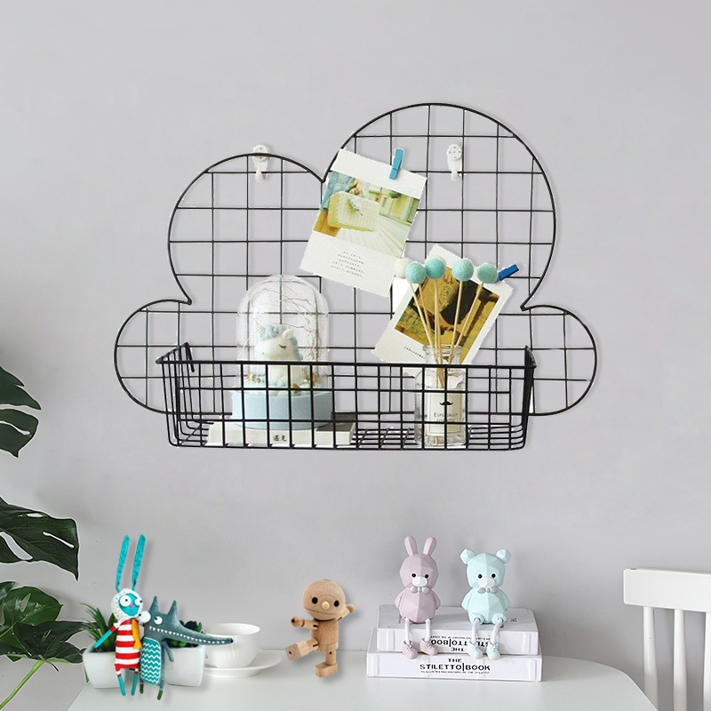 现代创意云朵形状墙面铁艺装饰家居房间卧室照片墙墙壁收纳架
