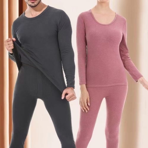 men‘s velvet cationic natural heating fiber thermal underwear autumn suit，